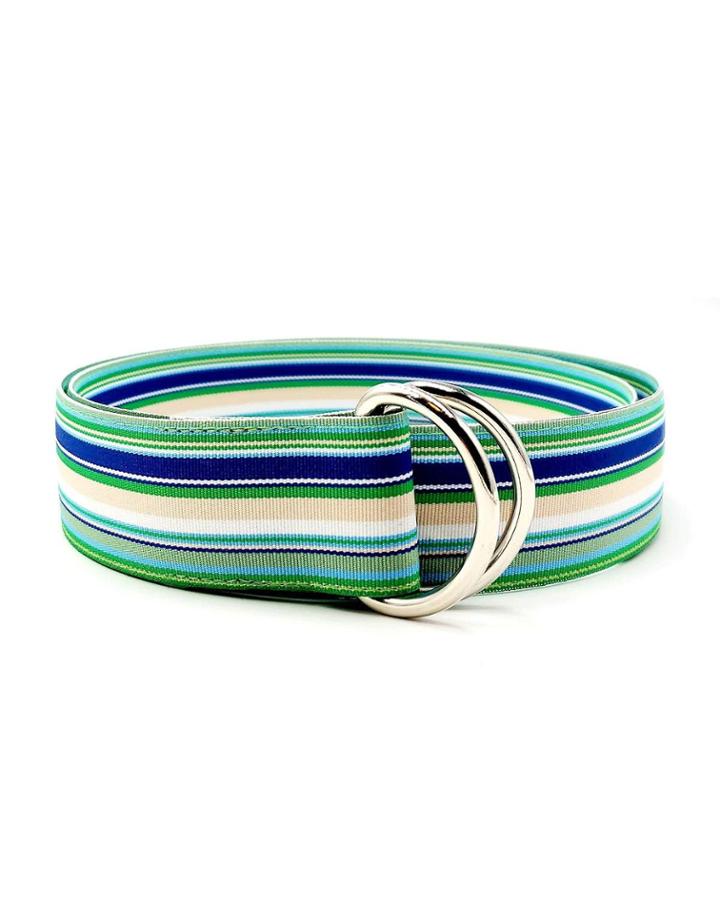 Men's Blue Lagoon Striped Ribbon Belt
