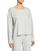 Speckle Knit Jewel-neck Long-sleeve Box Top