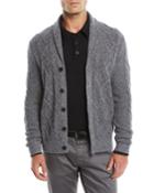 Men's Textured Cable-knit Shawl-collar Cashmere Cardigan