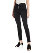 High Rise Skinny Ankle Jeans With Button Fly