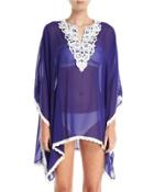 Embroidered-neck Caftan Tunic
