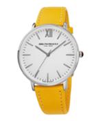 36mm Roma Classic Leather Watch, Yellow/steel