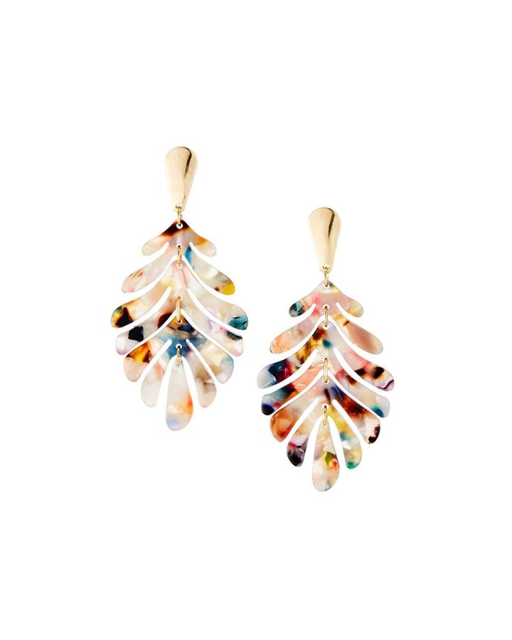 Resin Leaf-dangle Earrings