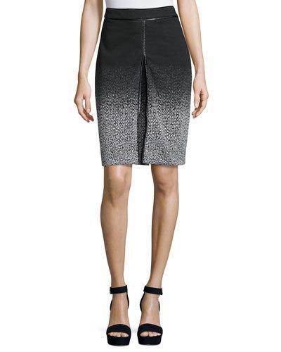 Chevron-pattern A-line Skirt, Black/gray
