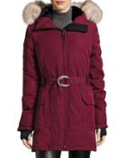 Hazelton Quilted-sleeve Parka, Wine