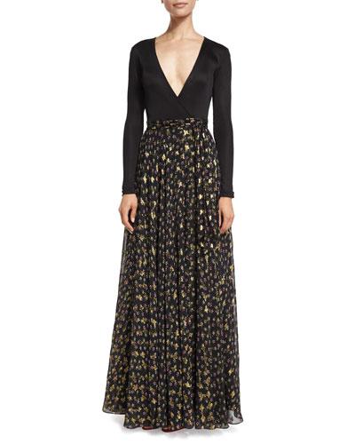 Aviva Metallic Floral-print Chiffon
