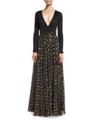 Aviva Metallic Floral-print Chiffon