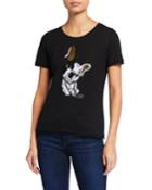 Sequin Ear Up Pug Graphic T-shirt