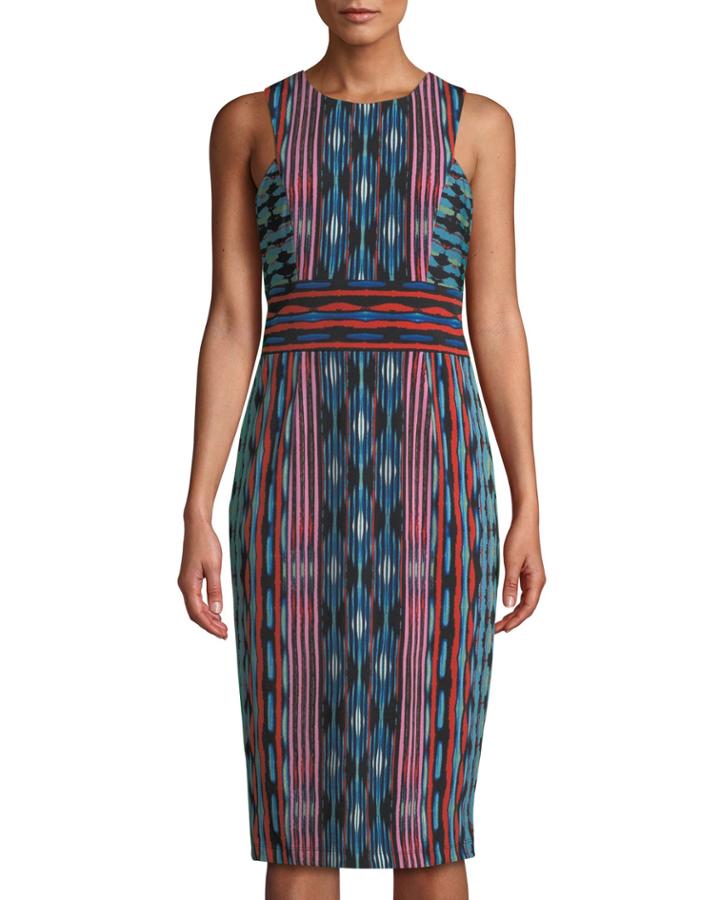 Jewel-neck Striped Midi