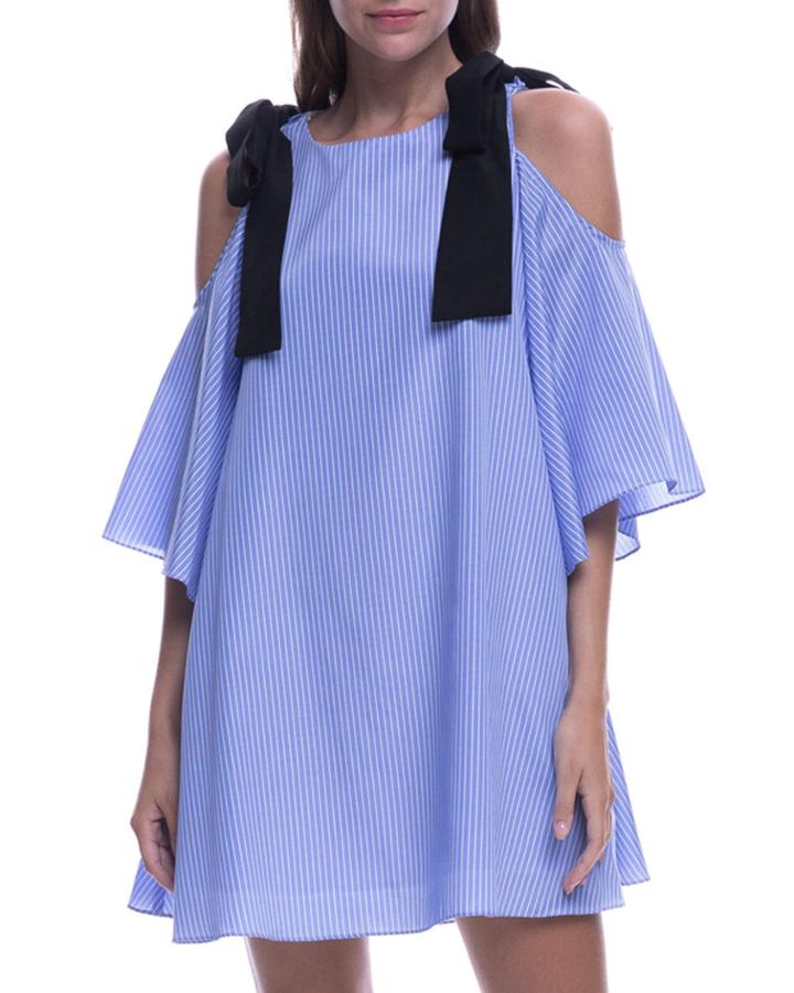 Cold-shoulder Dress With Ties