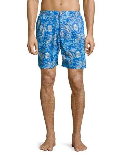 Paradise Paisley Swim Trunks, Navy
