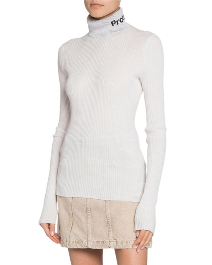 Long-sleeve Knit Lightweight Turtleneck Top