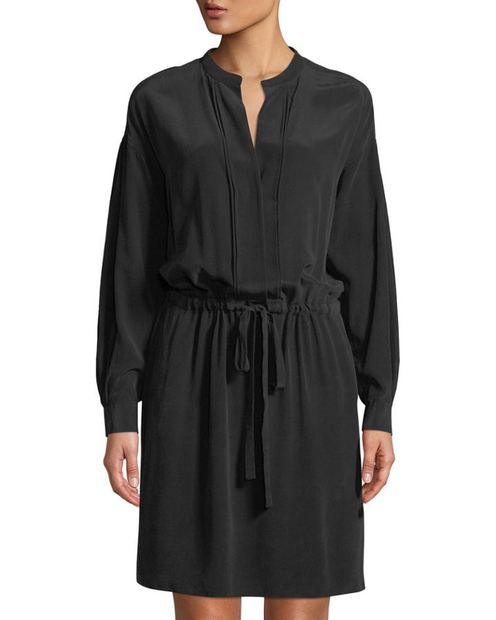 Shirred Drawstring Long-sleeve