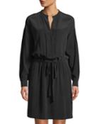 Shirred Drawstring Long-sleeve