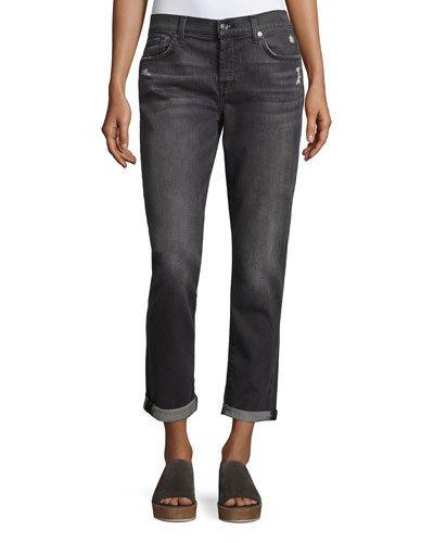 Josefina Distressed Boyfriend Jeans, Gray