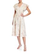 Floral Flutter-sleeve A-line