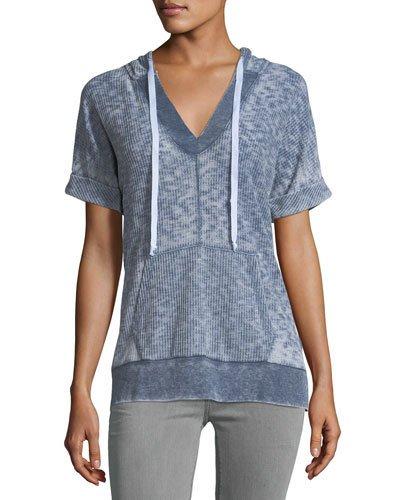 Short-sleeve Waffle-knit Top