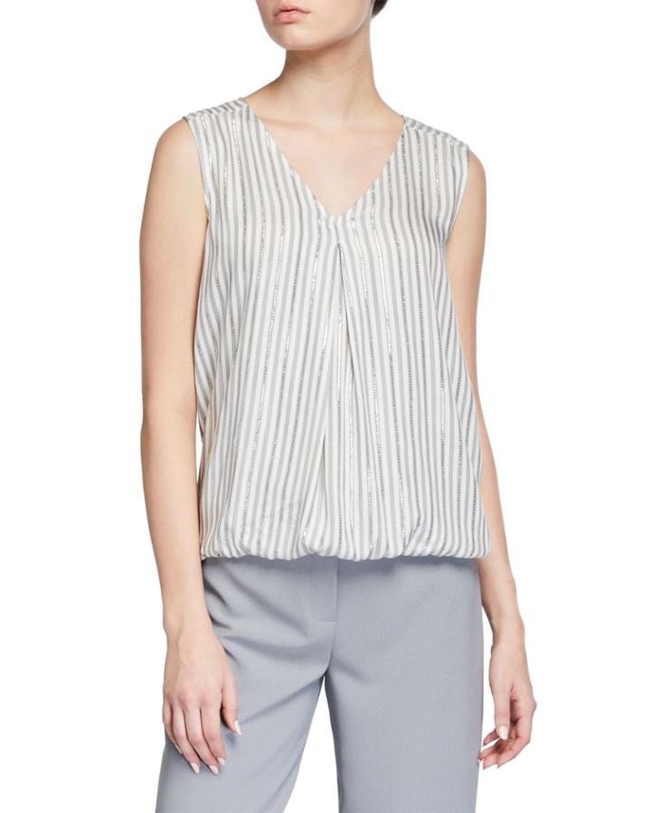 Sleeveless V-neck Metallic