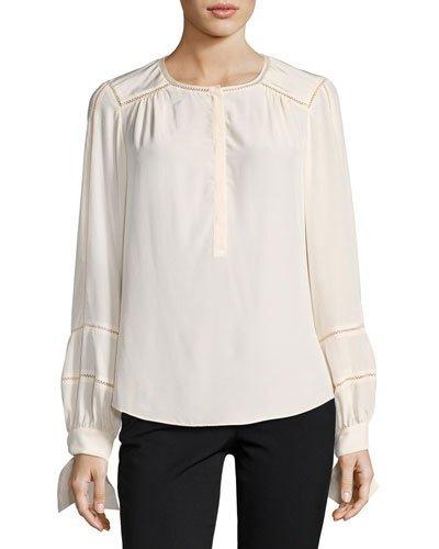 Tie-cuff Silk Top,