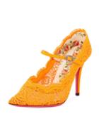 Lace Buckled Pointed-toe Pumps