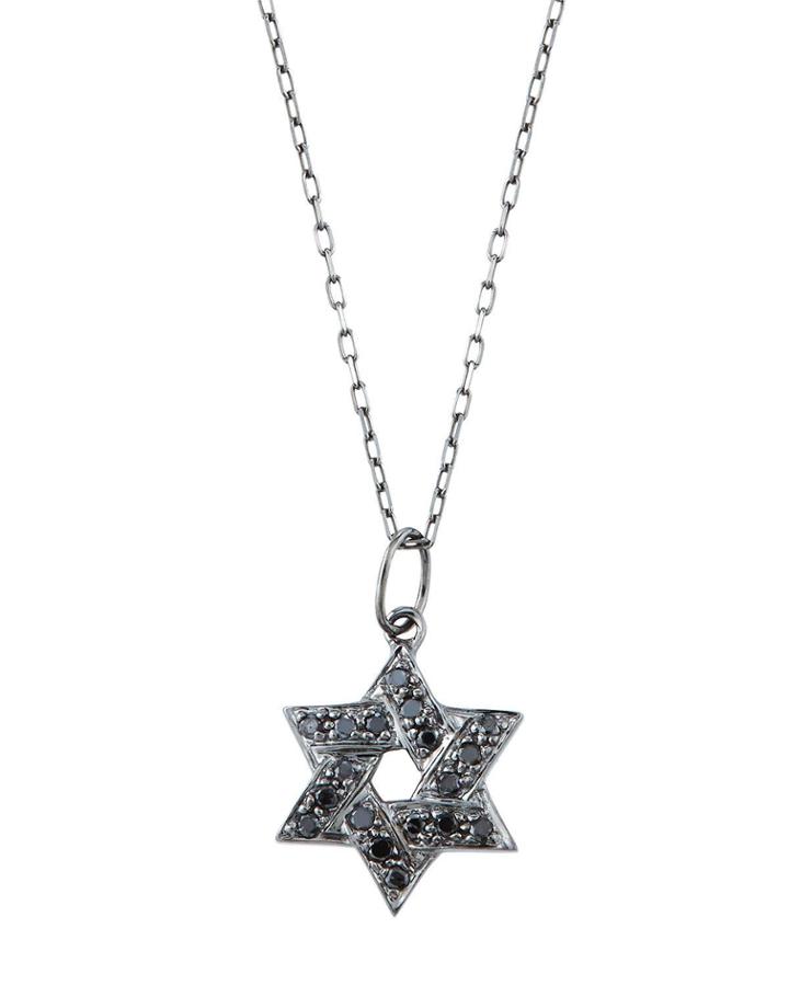 14k Black Gold Star-of-david Diamond Necklace
