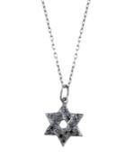 14k Black Gold Star-of-david Diamond Necklace