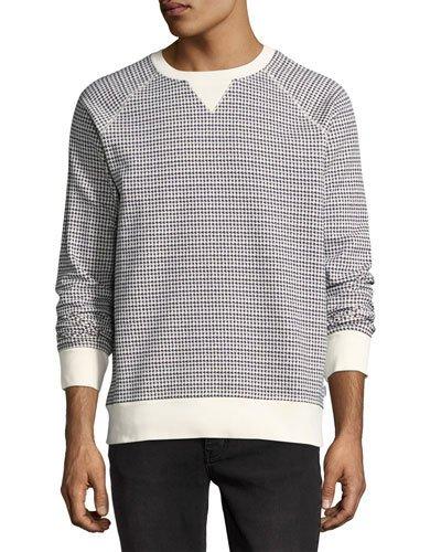 Marvin Dogtooth Crew-neck Sweatshirt, Coral