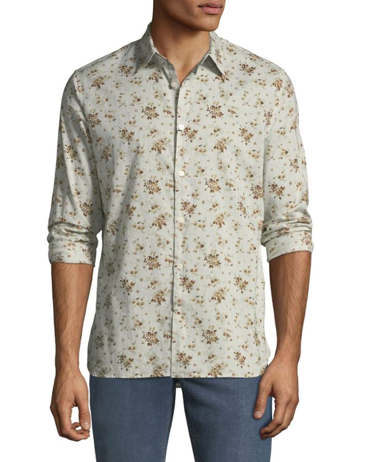 Men's Floral Button-down Cotton