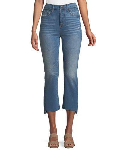 Cropped Frayed-hem Straight-leg Jeans