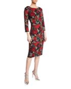 Floral-print Reversible Body-con Dress