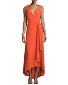 Sleeveless Strappy High-low Ruffle Dress, Grenadine