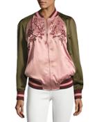 Japanese Floral Embroidered Bomber Jacket
