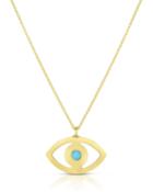 14k Synthetic Turquoise Evil Eye Necklace