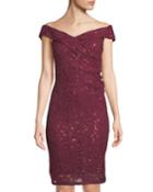 Embroidered Sequin Off-the-shoulder Body Con Dress