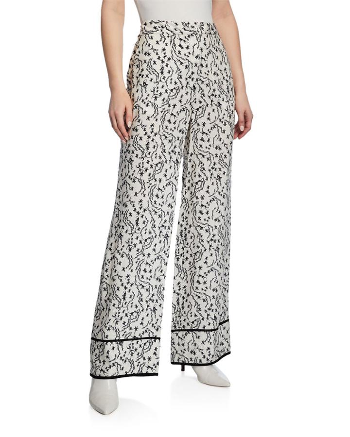 Orchard Vines Contrast Wide-leg Pants