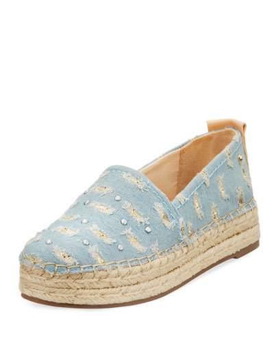 Camdyn Ripped Denim Slip-on Espadrille