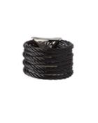 Stacked 7-row Cable Ring, Black,