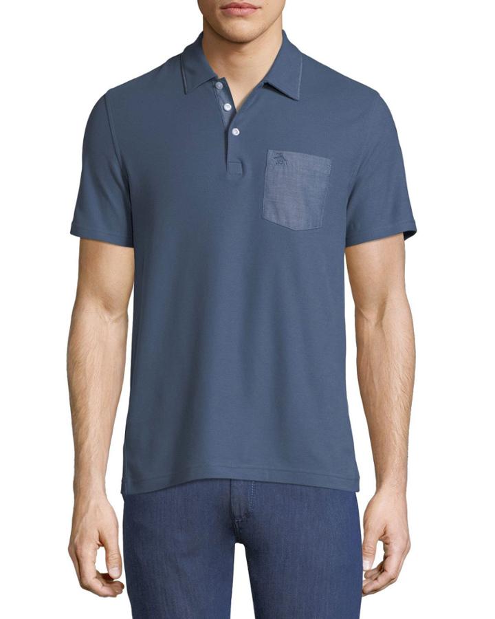 Men's Chambray-pocket Polo