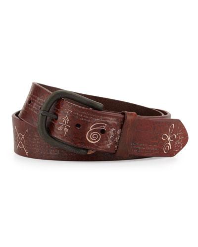 Screen-print Leather Belt,