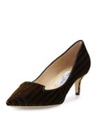 Allure Velvet Kitten-heel Pump, Amber
