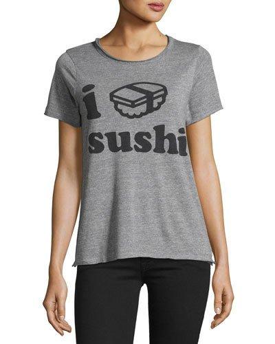 I Love Sushi Jersey Tee, Gray