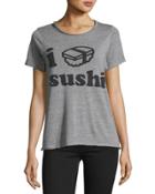 I Love Sushi Jersey Tee, Gray