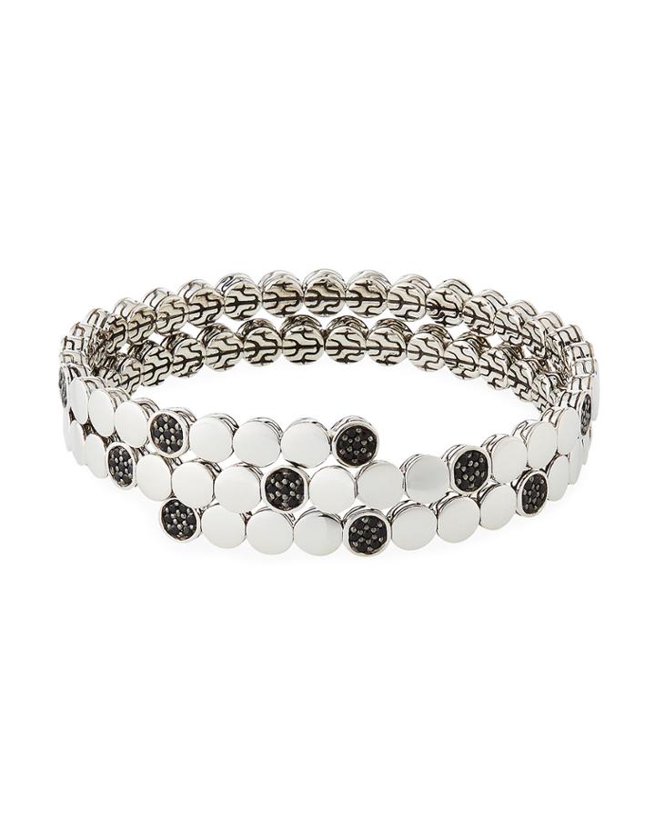 Dot Double Coil Bracelet W/ Black Sapphires,