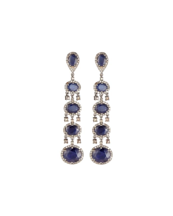 Bavna Sapphire & Diamond Multi-drop Earrings, Women's