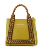 Audrey Saffiano Leather Woven Rope Trim Tote Bag
