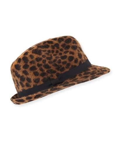 Cheetah Print Angora Rabbit Fur Fedora