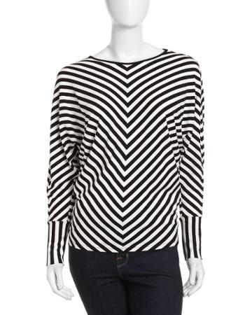 Neiman Marcus Striped Dolman-sleeve Top - (small)