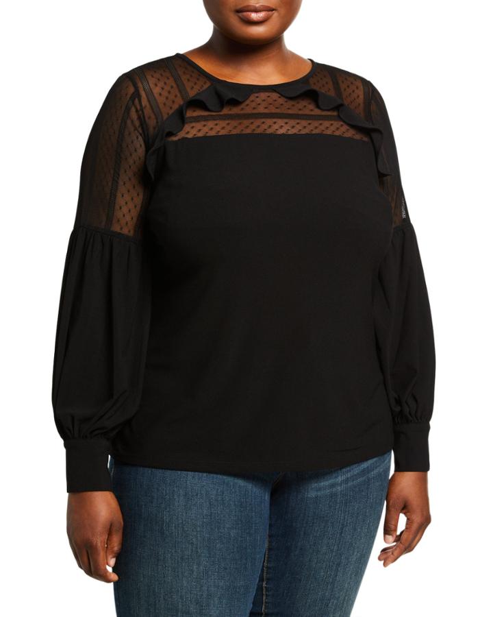 Plus Size Long-sleeve Mixed
