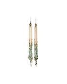 Long Beaded Multi-strand Dangle Earrings, Green