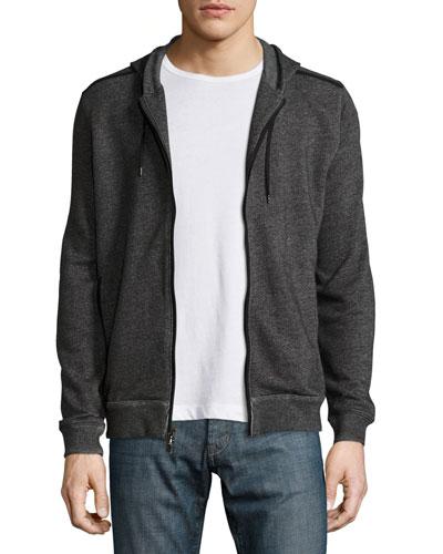 Marled Knit Zip Hoodie, Black